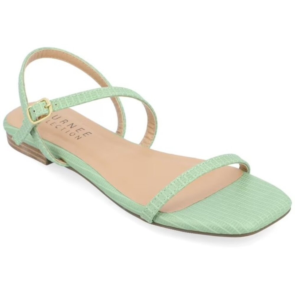 Journee Collection Crishell Flat Sandal Green 9 New In Box $69